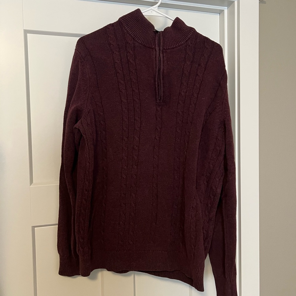 Van Heusen Men's Dark Red Zip-Up Sweater